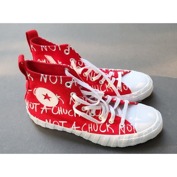 Converse UNT1TL3D High Top Not A Chuck Mens 8.5 Red White Shoes Vegan main image 4